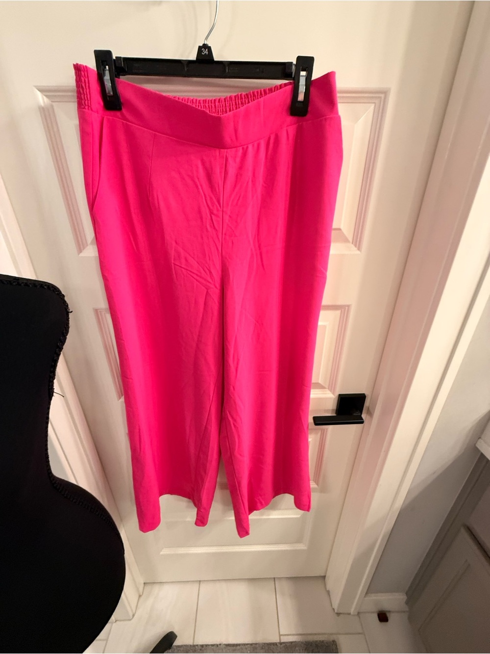Women's Hot Pink Wide-Leg Pull-On Crop Pants